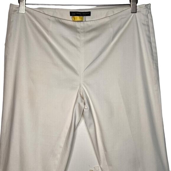 Brooks Brothers White Lined Ankle Pants Size 8 Side Zip Cotton Blend Summertime - Picture 3 of 13